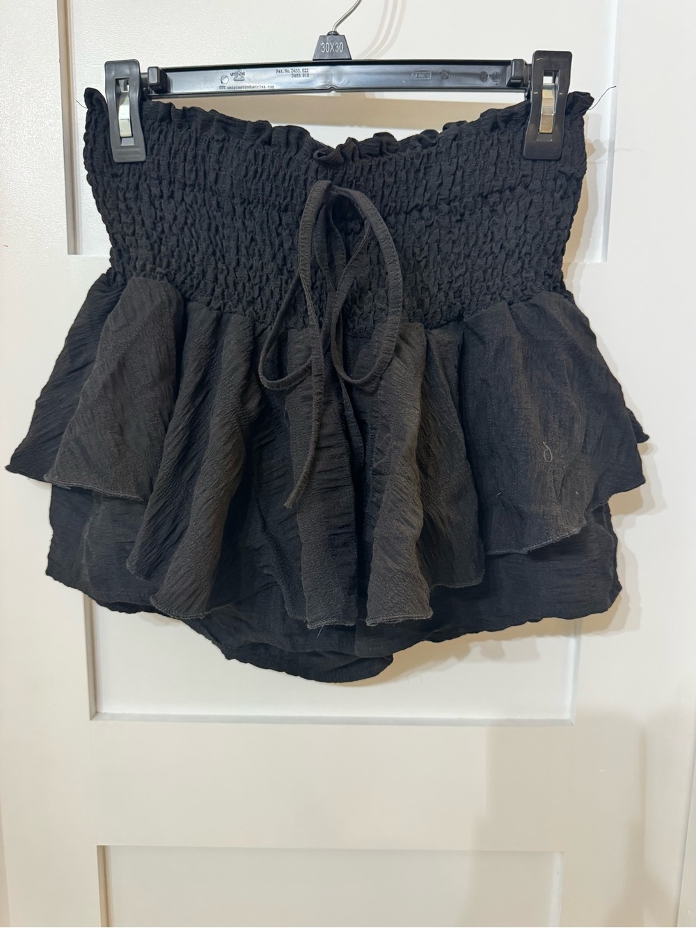 Black Smocked Ruffle skort
